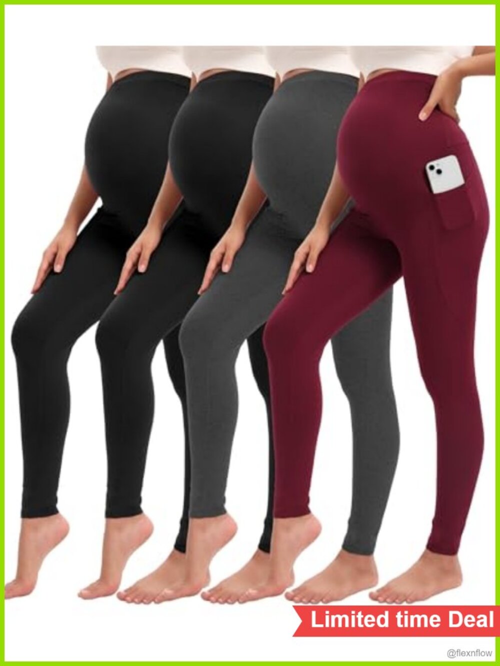 Maternity Leggings with Pockets Over The Belly 4 Pack